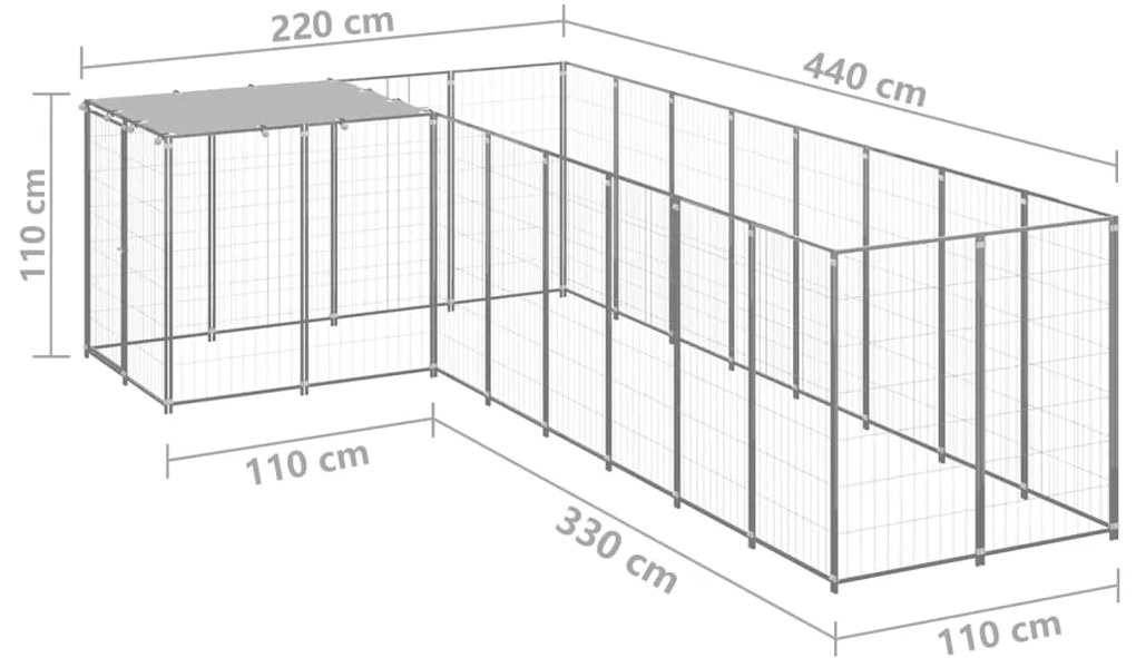 Canil 6,05 m² aço prateado