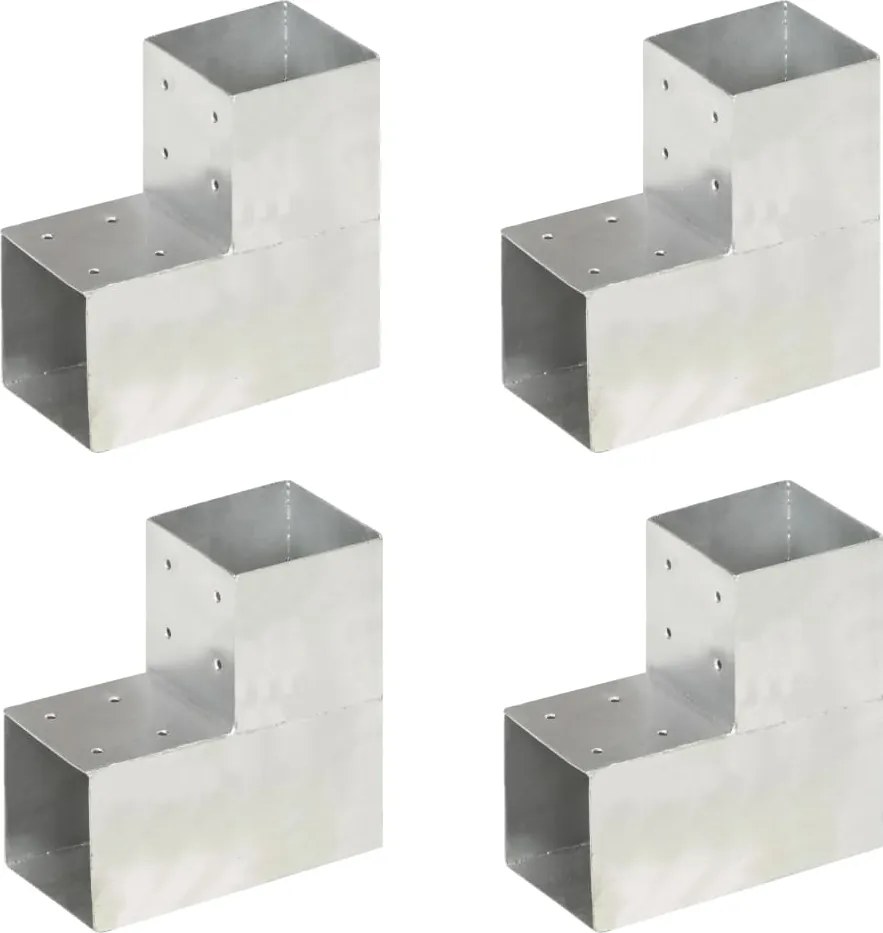 vidaXL Bases para poste em forma L 4 pcs 101x101 mm metal galvanizado