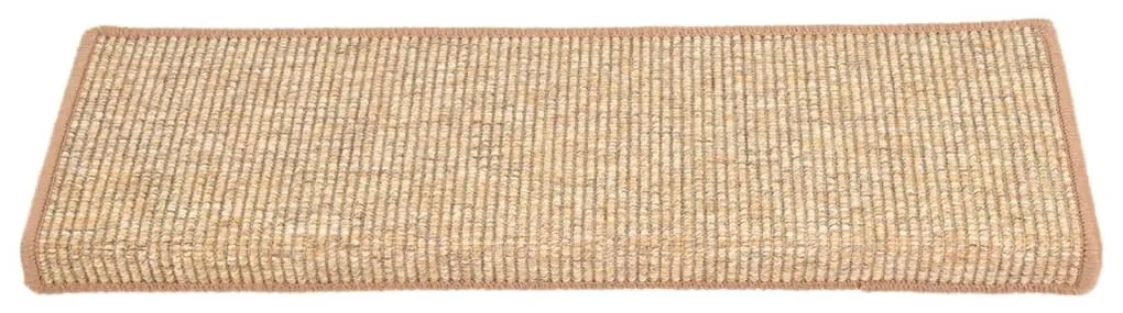 Tapetes de escada autoadesivos 15 pcs 65x21x4 cm castanho-claro
