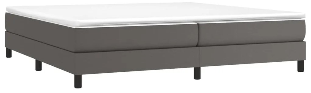 Cama com molas/colchão 200x200 cm couro artificial cinzento