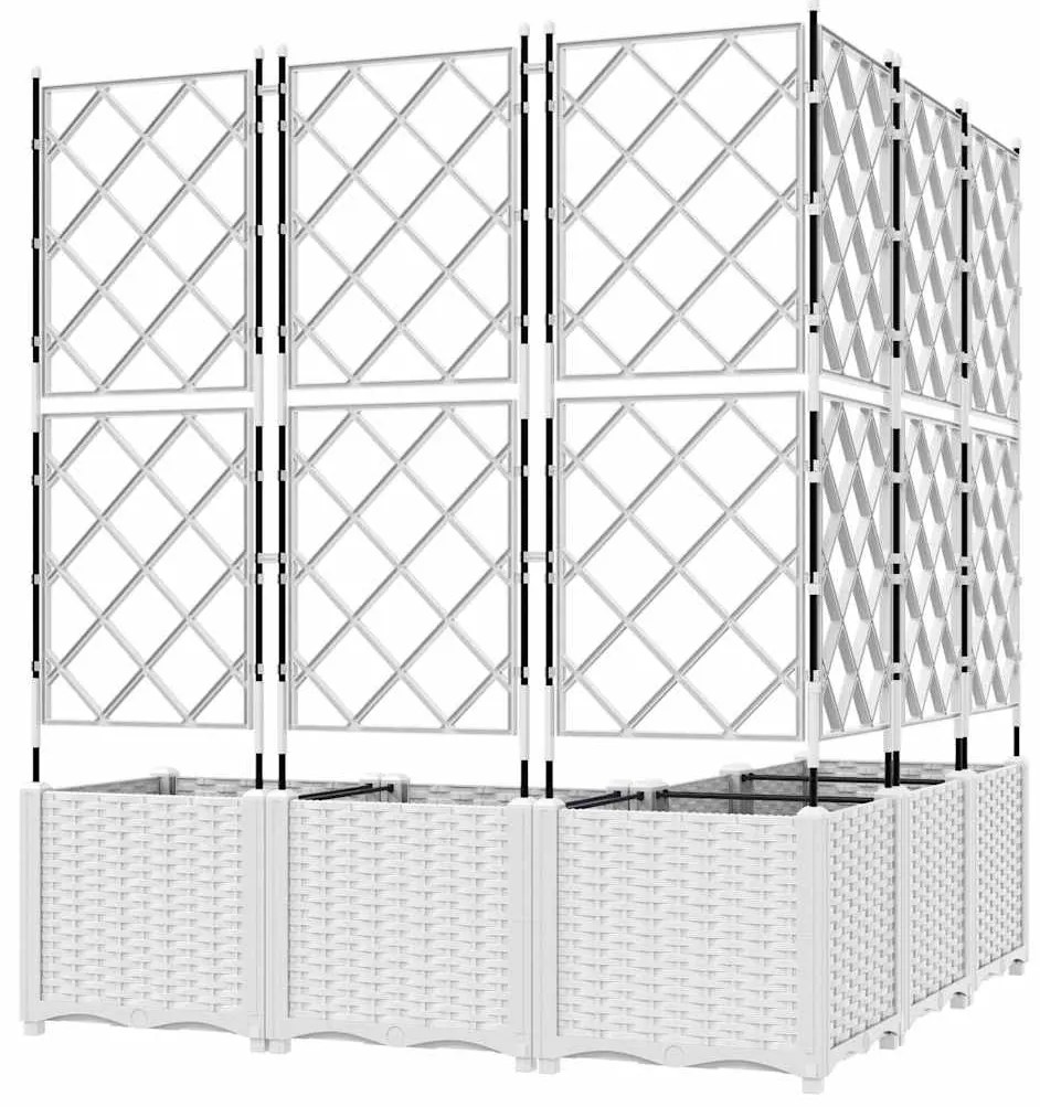 Jardineira com Treliça 5 pcs Branca 120x120x143 cm