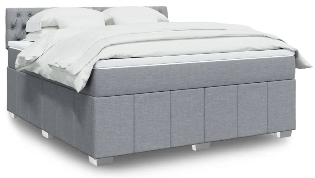 vidaXL Cama com molas/colchão 180x200 cm tecido cinzento-claro