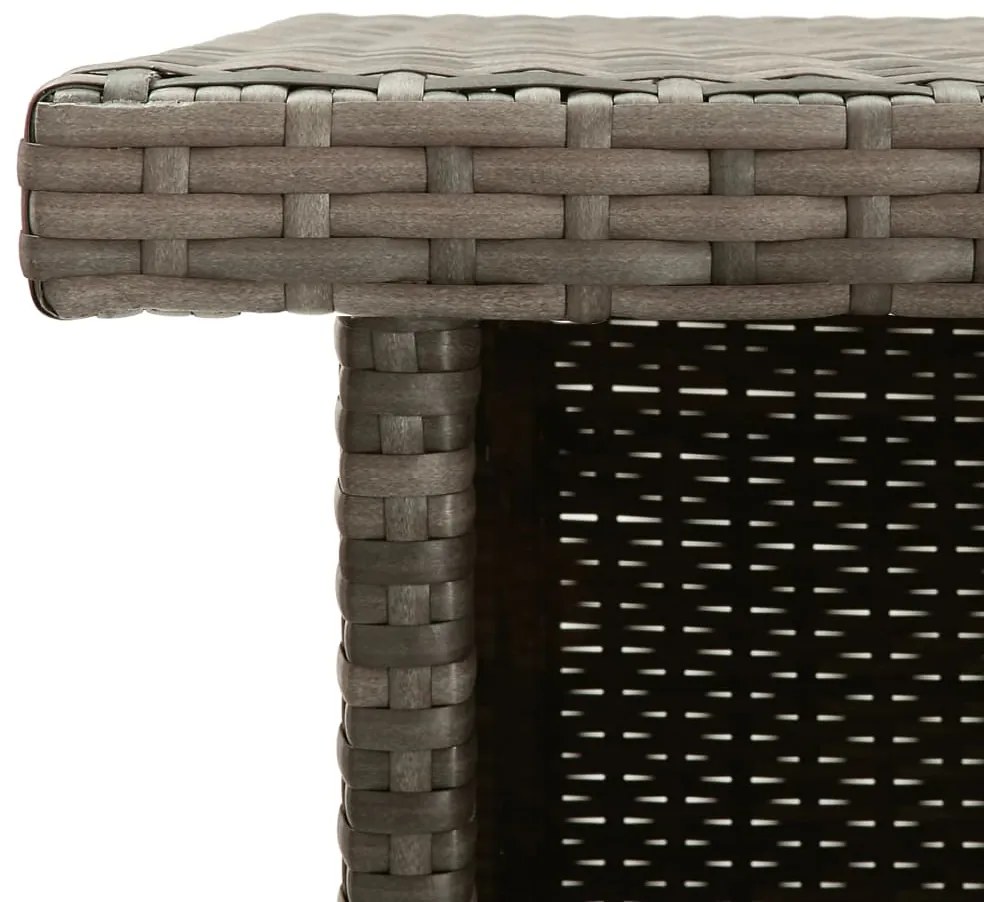 3 pcs conjunto de bar p/ jardim c/ almofadões vime PE cinzento