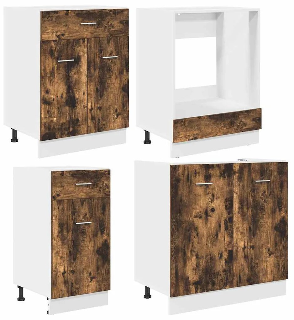 Conjunto de Armários de Cozinha 8 Peças Carvalho Fumado Madeira de Eng