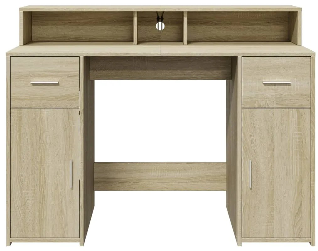Secretária luzes LED 120x55x91cm deriv. madeira carvalho sonoma