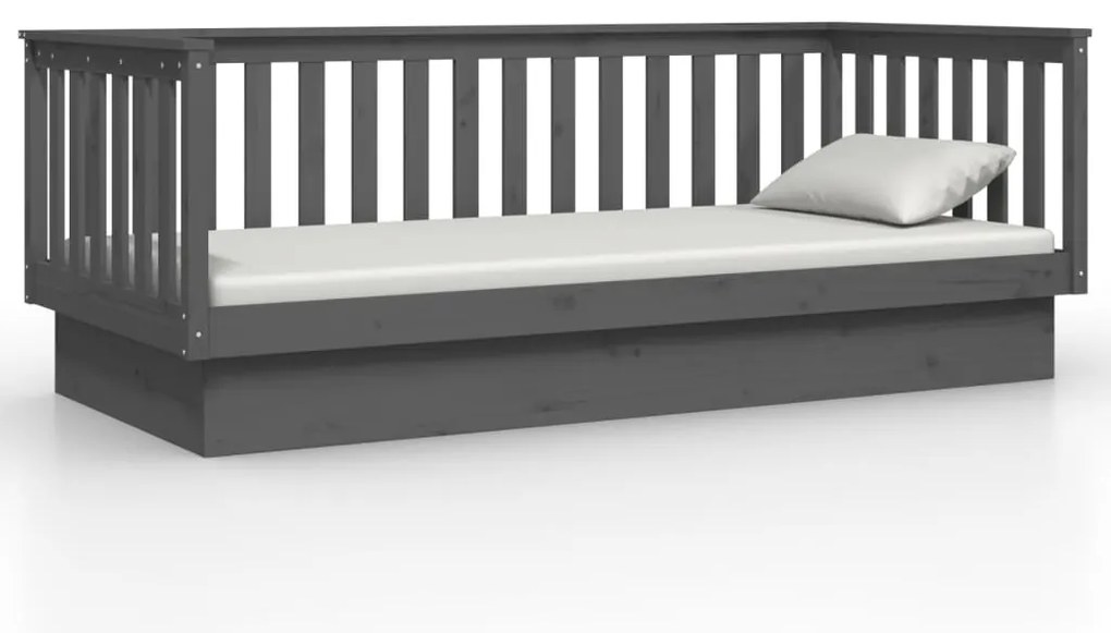 Sofá-cama 100x200 cm madeira de pinho maciça cinzento