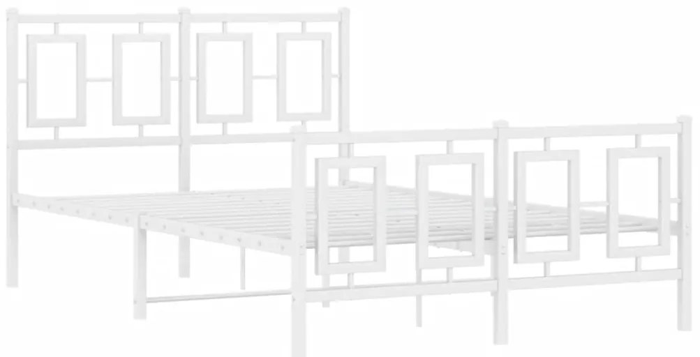 Estrutura de cama com cabeceira e pés 120x190 cm metal branco