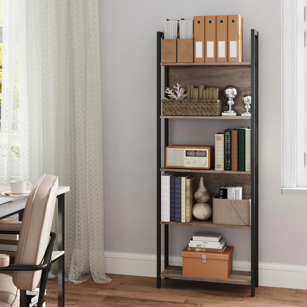 Estante com 5 prateleiras abertas 62 x 24 x 165 cm greige-preto