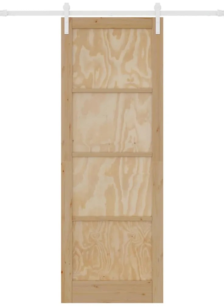 Porta Deslizante vidaXL com Conjunto de Ferragens 83x232 cm Madeira Só