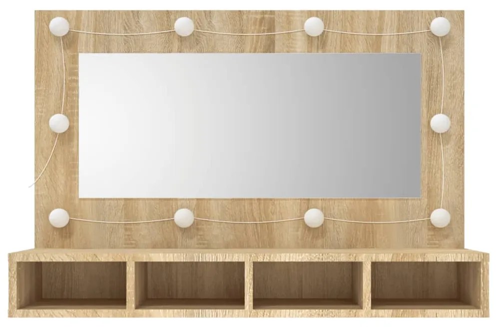 Armário espelhado com LED 90x31,5x62 cm carvalho sonoma