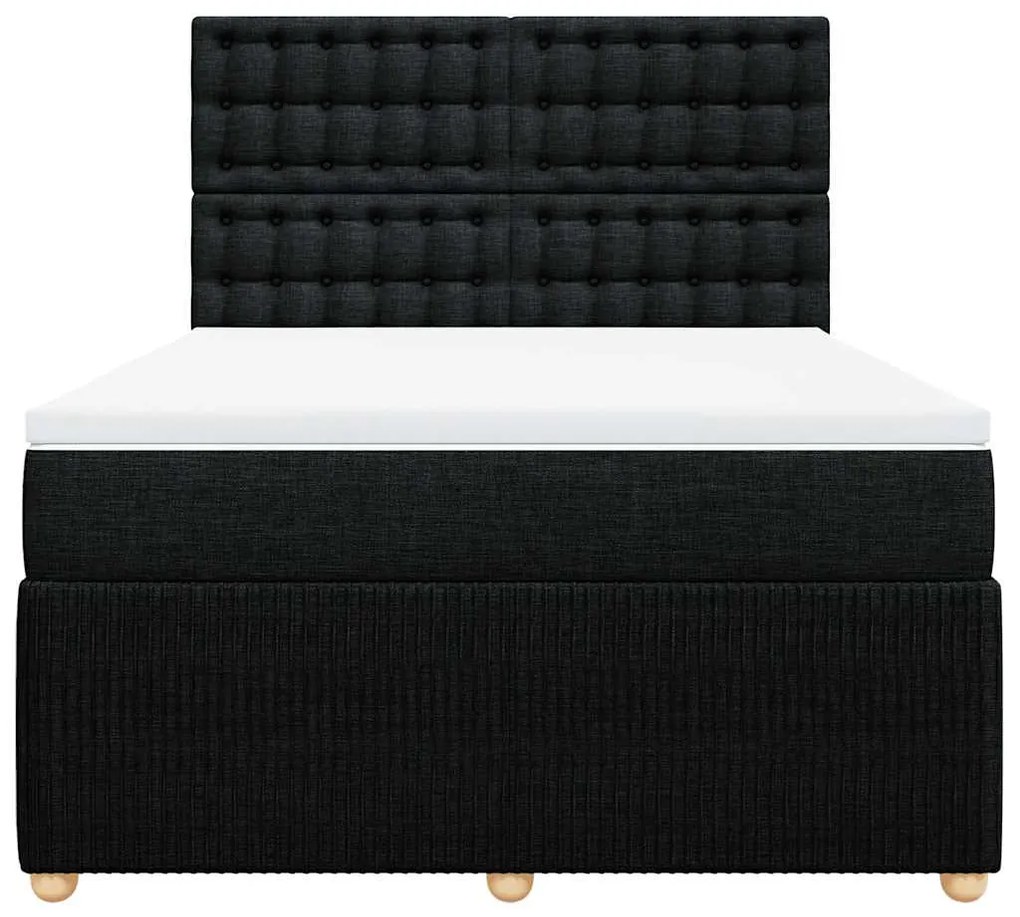 Cama com molas/colchão 160x200 cm tecido preto