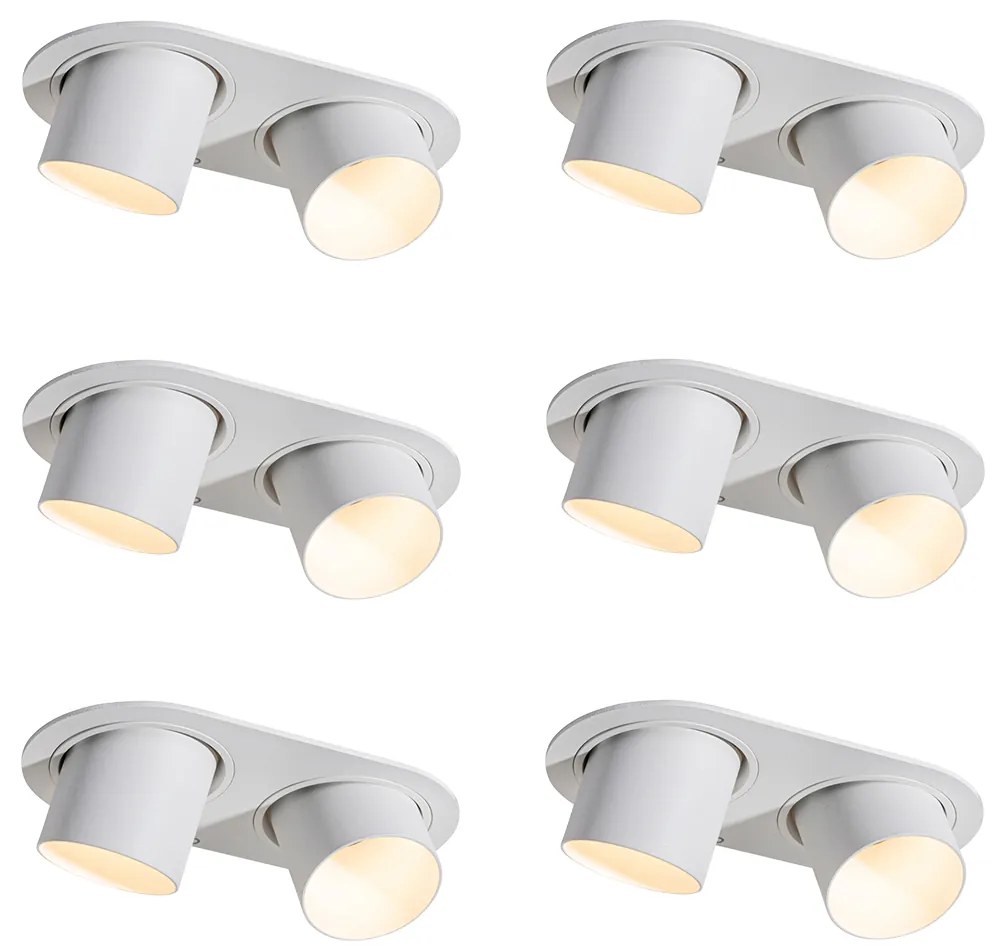 Conjunto de 6 focos embutidos brancos GU10 50mm 2-Light - Installa Moderno