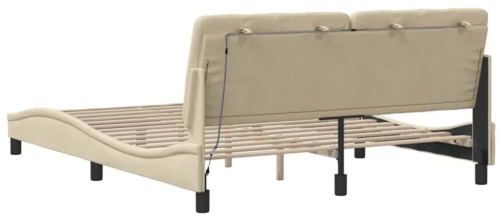 Estrutura de cama com LED sem colchão 160x200 cm tecido creme