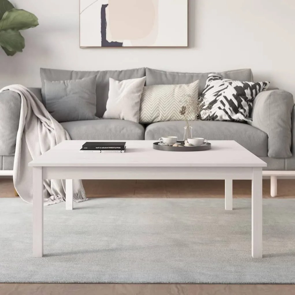 vidaXL Mesa de centro 100x100x40 cm pinho maciço branco