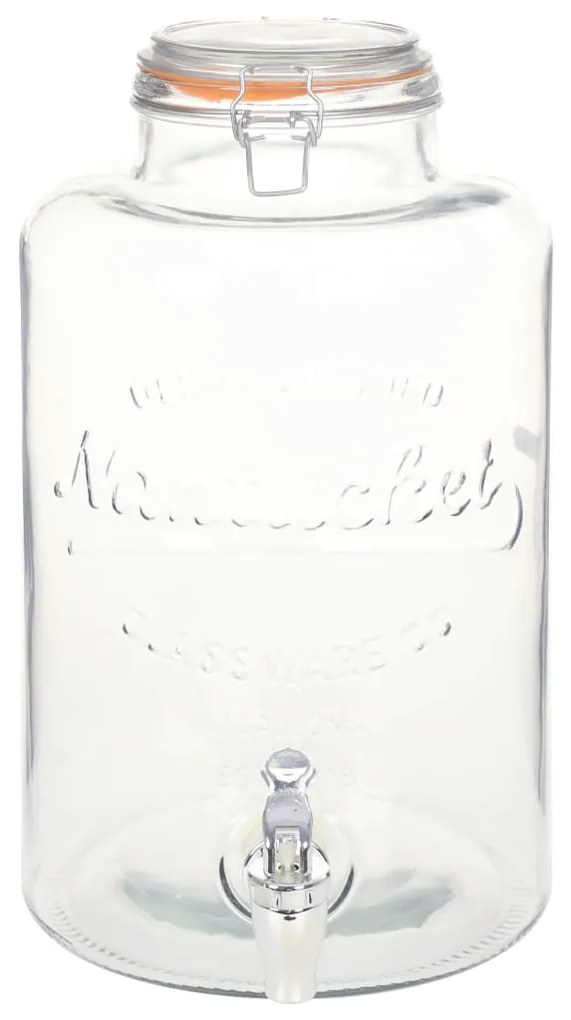 Dispensador de água XXL com torneira transparente 8 L vidro