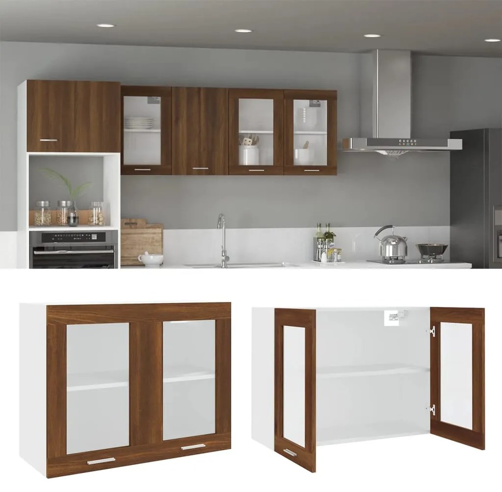 815596 vidaXL Armário parede 80x31x60 cm derivados madeira carvalho castanho