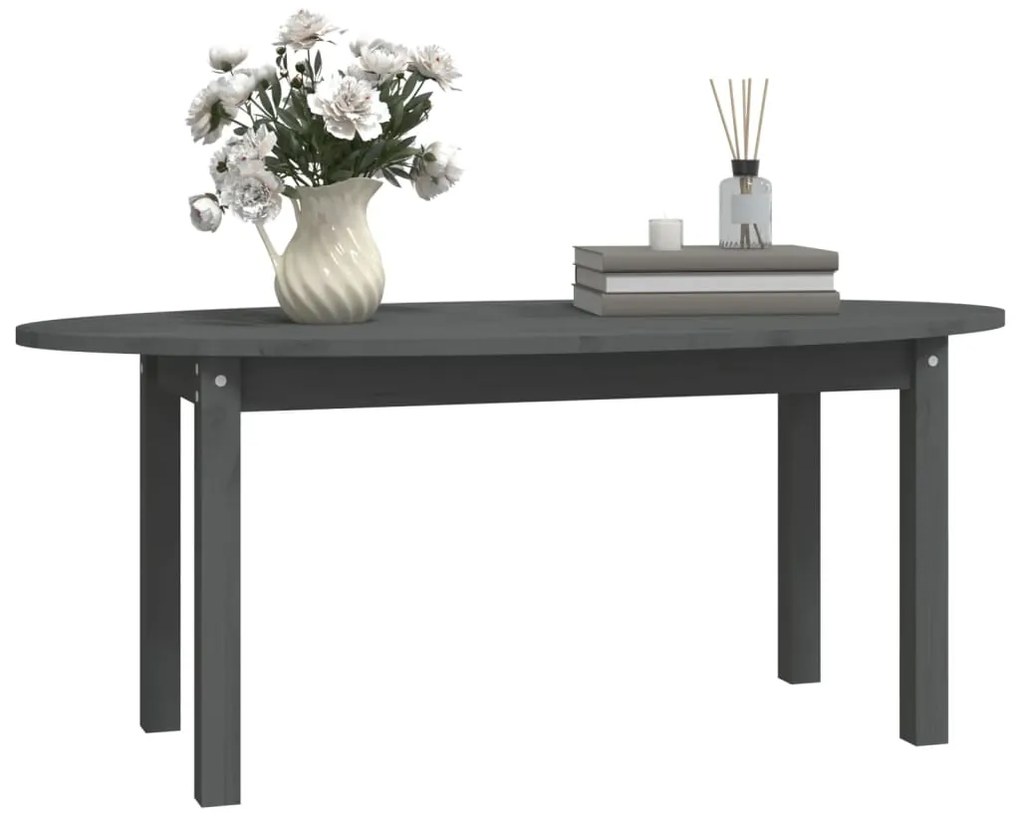 Mesa de centro 110x55x45 cm madeira de pinho maciça cinzento