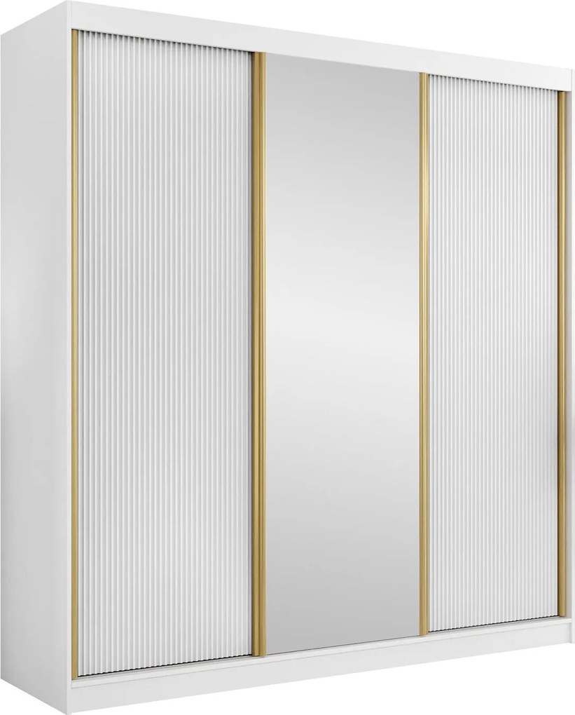 Roupeiro Comfivo Papilio, Branco, Dourado, 216x200x60cm, 183 kg, Portas para roupeiro: Deslizante