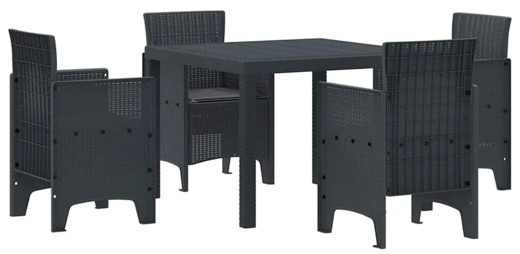 Conjunto de Jantar para Jardim 5 pcs Antracite