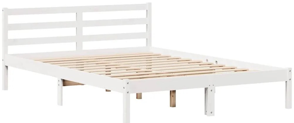 Cama sem colchão 140x190 cm madeira de pinho maciça branco