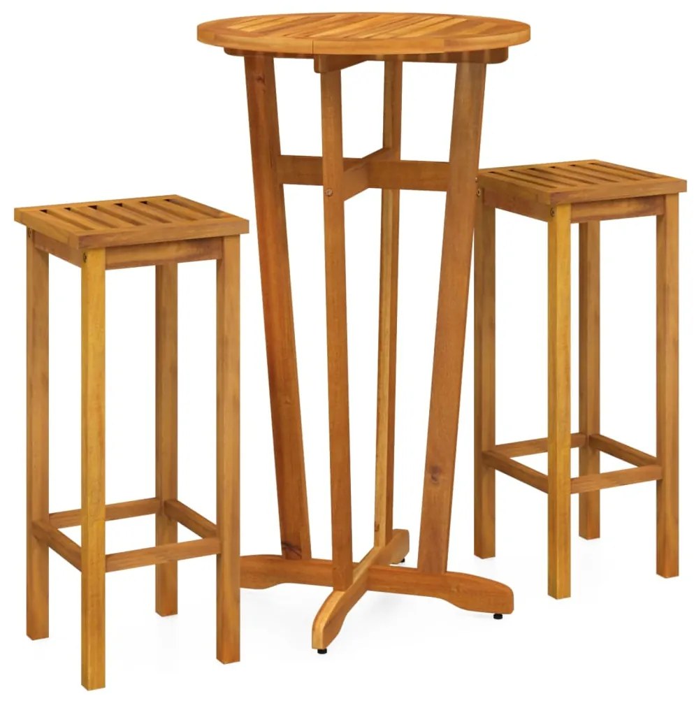 Conjunto de bar para jardim 3 pcs madeira de acácia maciça