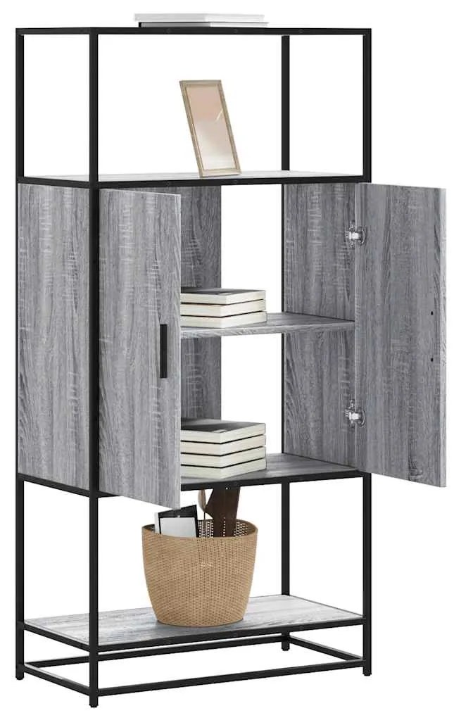 vidaXL Armário alto 68x35x139 cm madeira e metal cinza sonoma