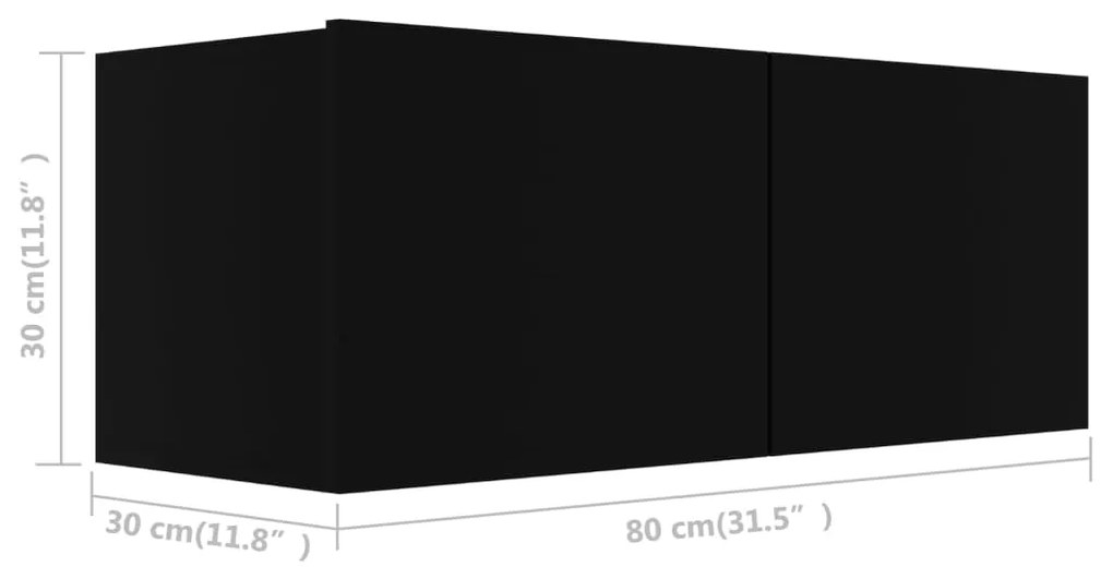 Móvel de TV de Parede Valqui de 2 Módulos L - Preto - Design Moderno