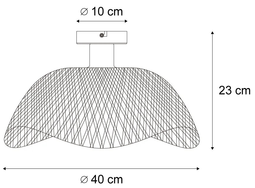 Candeeiro de Teto Art Déco Preto em Bambu 40cm - Alka