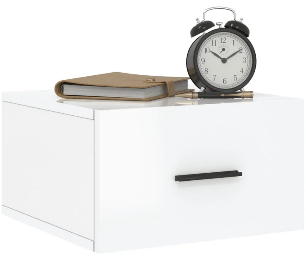 Mesas de cabeceira parede 2 pcs 35x35x20 cm branco brilhante
