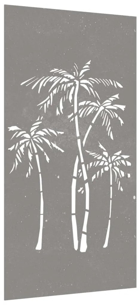Decoração p/ muro de jardim 105x55cm aço corten design palmeira