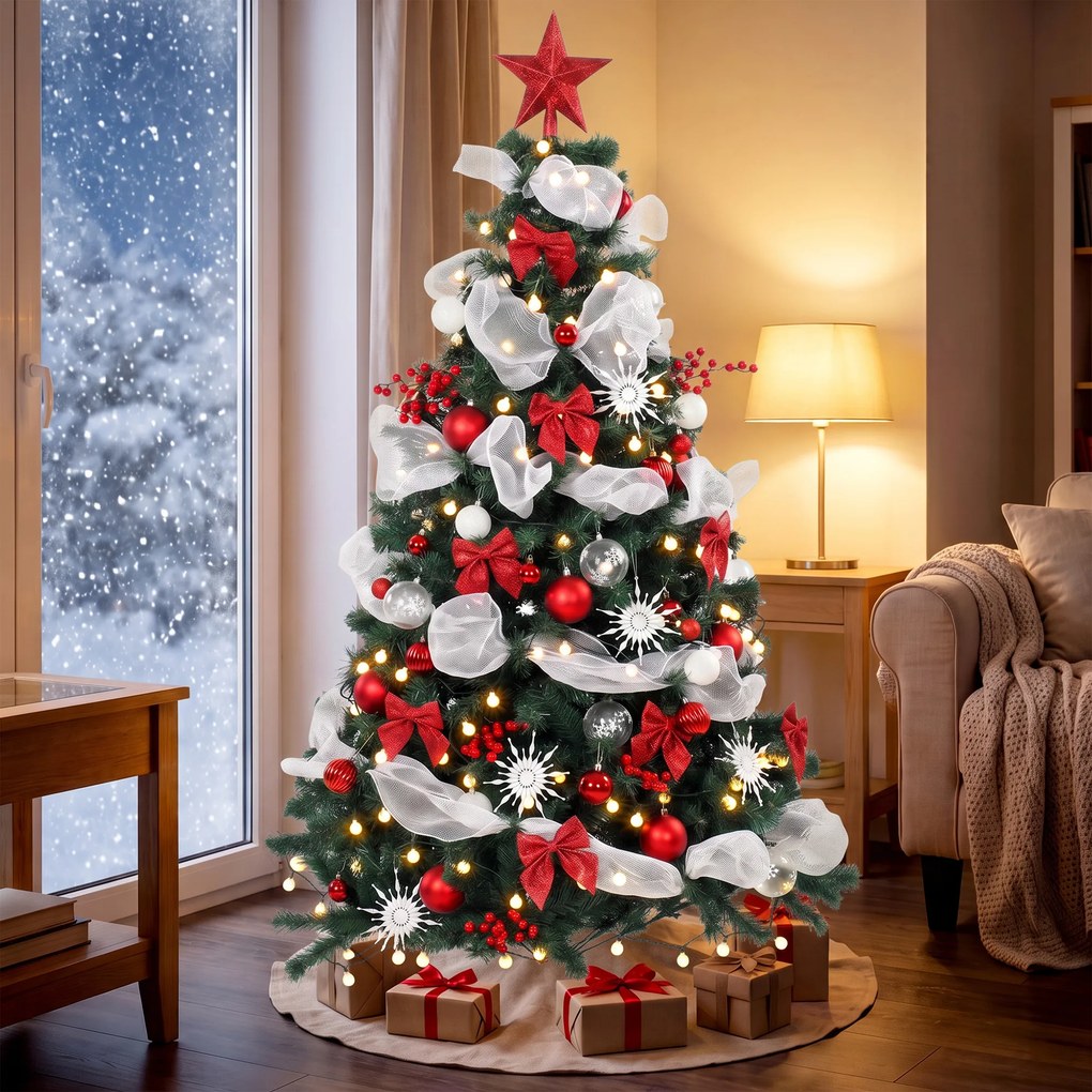 Árvore de Natal Artificial 180 cm com Luzes, 800 Pontas, 200 LED, Controlo Remoto e 8 Modos