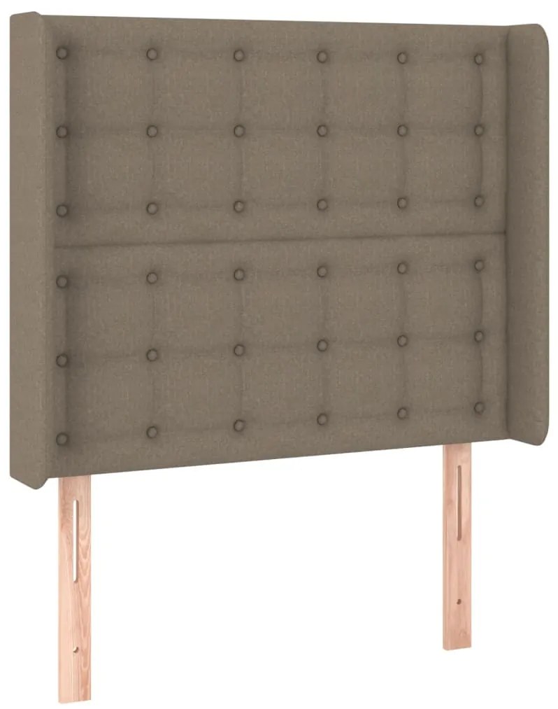 Cabeceira cama c/ LED tecido 93x16x118/128 cm cinza-acastanhado