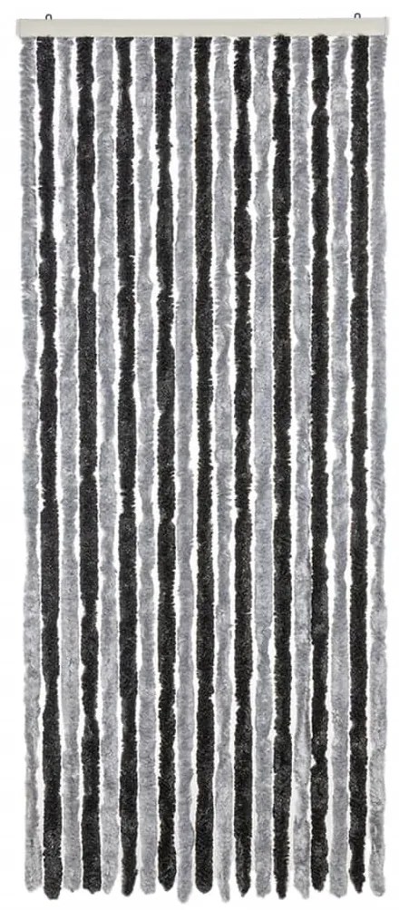 Cortina anti-insetos 56x185 cm chenille cinzento e preto