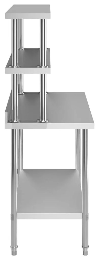 Mesa trabalho cozinha c/ prateleira 120x60x150cm aço inoxidável