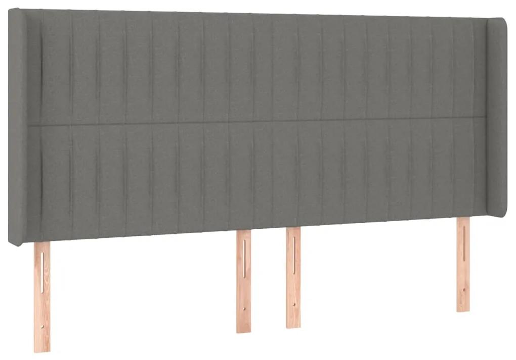 Cama box spring c/ colchão e LED 180x200 cm tecido cinza-escuro