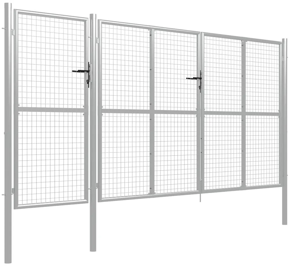 Portão de jardim 400x150 cm aço prateado