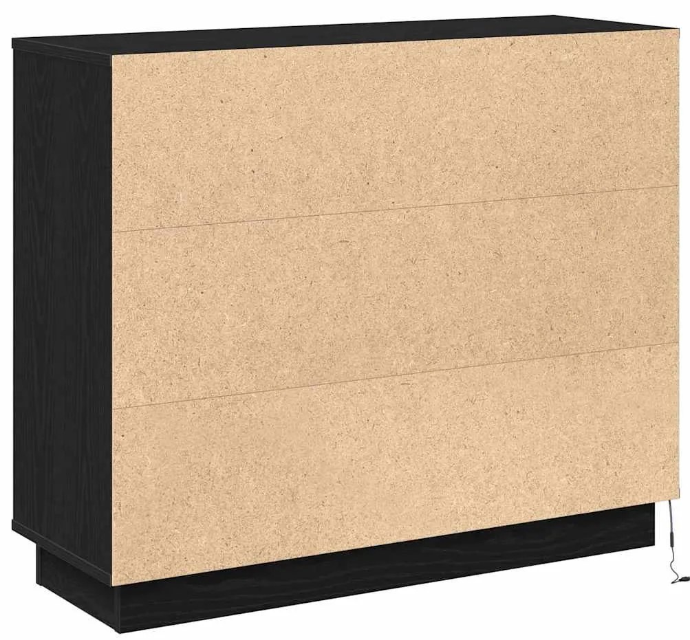 Sideboard com LED Carvalho Preto 90x32x75 cm Madeira de Engenharia