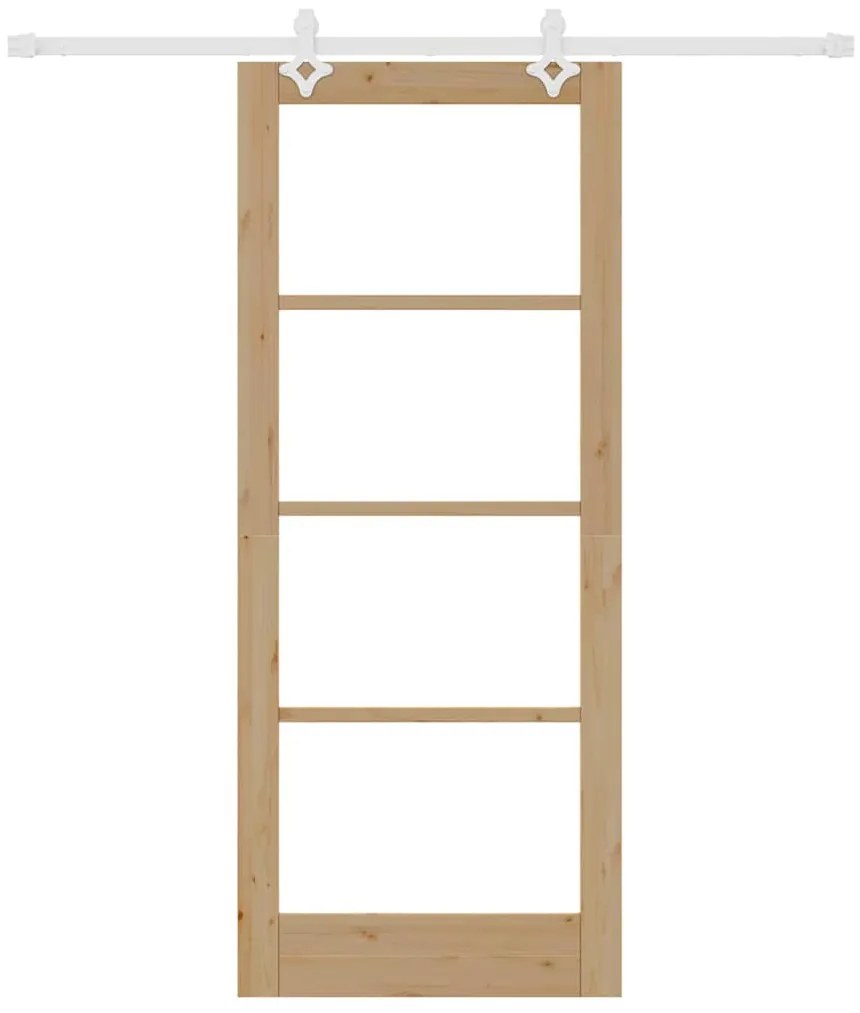 Conjunto de Porta Deslizante vidaXL com Hardware 83x202 cm Madeira Sól