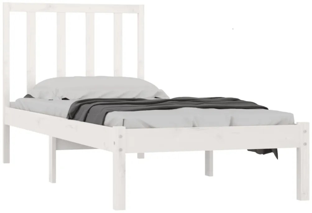 Estrutura de cama solteiro 90x190 cm pinho maciço branco
