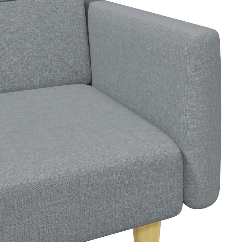 Sofá-cama de 2 lugares c/ apoio de pés tecido cinzento-claro