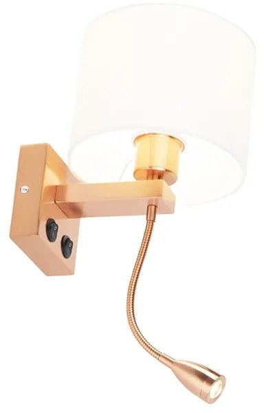 LED Candeeiro de parede Art Deco cobre com cúpula branca - Brescia Moderno