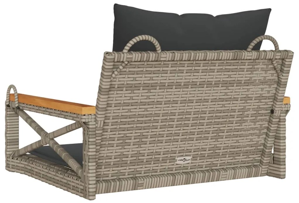 Banco baloiço com almofadões 63x62x40 cm vime PE cinzento