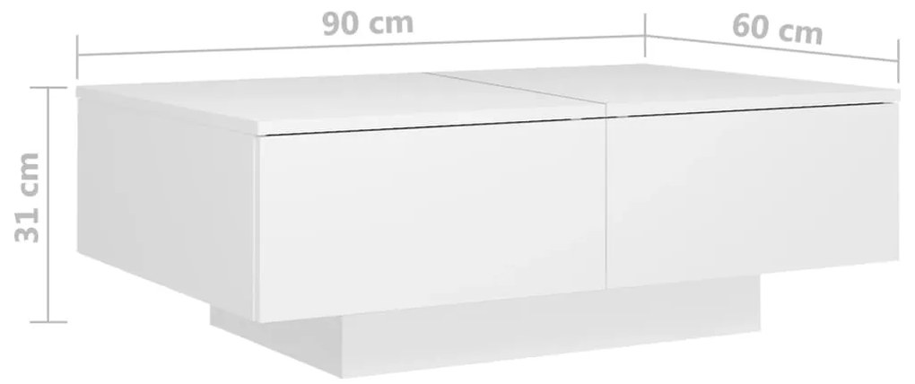 Mesa de Centro Davi com 4 Gavetas - Branco Mate - Design Moderno