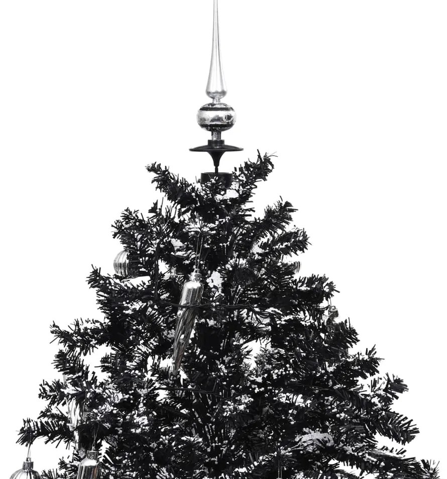 Árvore Natal c/ neve base formato guarda-chuva 140 cm PVC preto