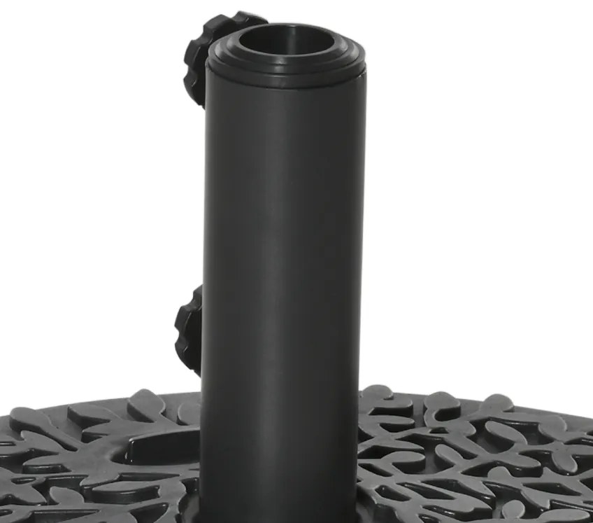 Outsunny Base de Parede para Chapéu de Sol Suporte Semicircular para Chapéu de Sol Preenchido com Areia 21kg ou Água 18kg para Jardim Pátio Terraço Exterior 50x31x18cm Preto
