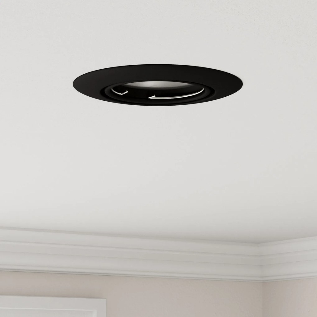 Luminárias Embutidas 12 pcs Redondas GU10 Pretas Ø90 mm em Aço