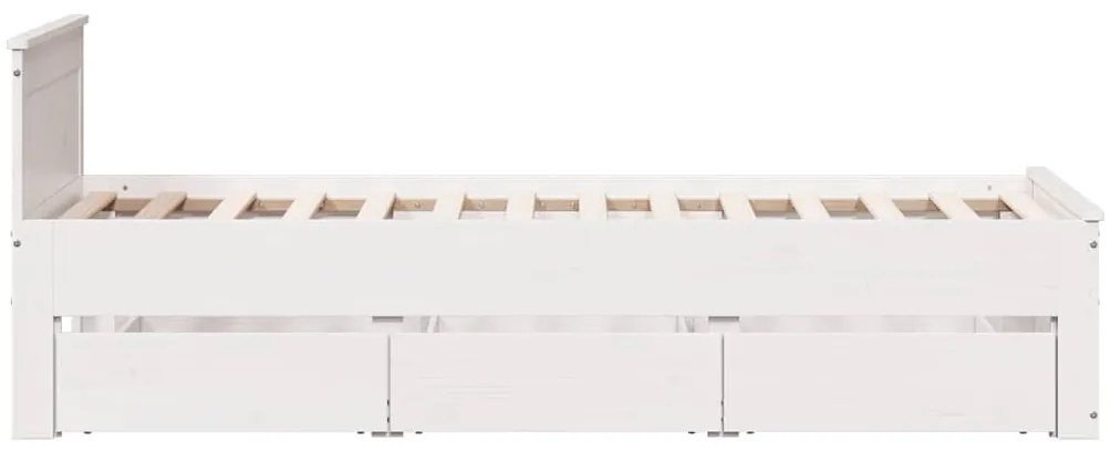 Estrutura de cama s/ colchão e c/ cabeceira pinho maciço branco
