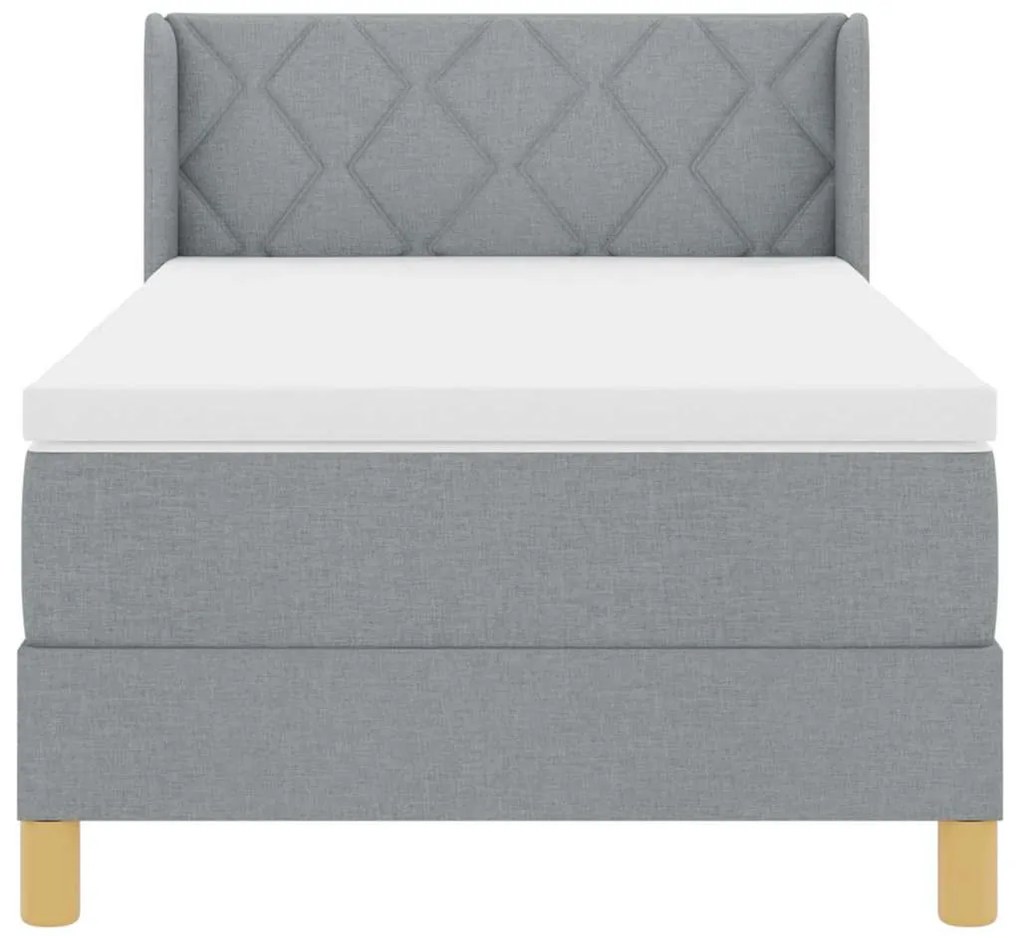 Cama Box com Colchão Cinza Claro, 90 x 200 cm, Tecido
