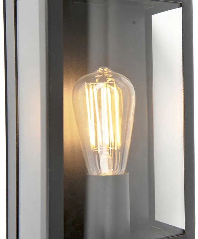 Candeeiro de parede exterior preto com sensor de movimento IP44 - Rotterdam Moderno