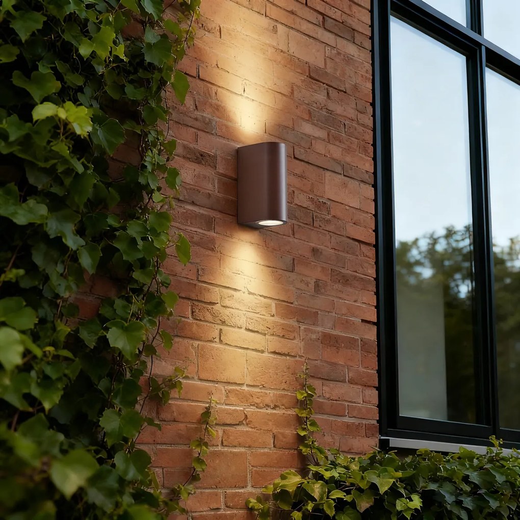 Candeeiro de parede exterior castanho ferrugem oval 2 luzes - Baleno